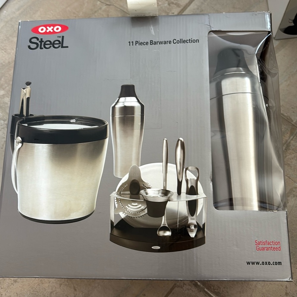 OXO SteeL 11-Piece Barware Collection (model 1061655).